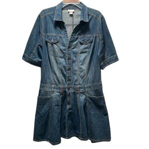 Mossimo Supply Company Low Waist Button Front Short Sleeve Denim Dress Size XXL